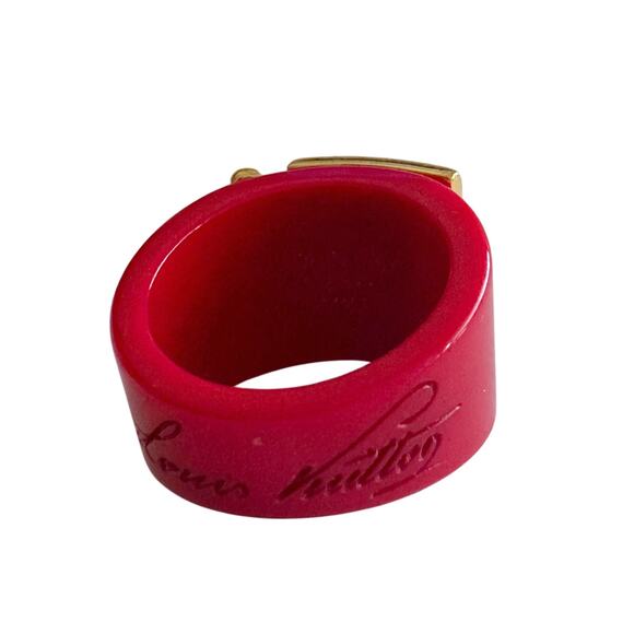 Louis Vuitton LockMe Fuchsia Resin Gold Tone Ring - Picture 9 of 11